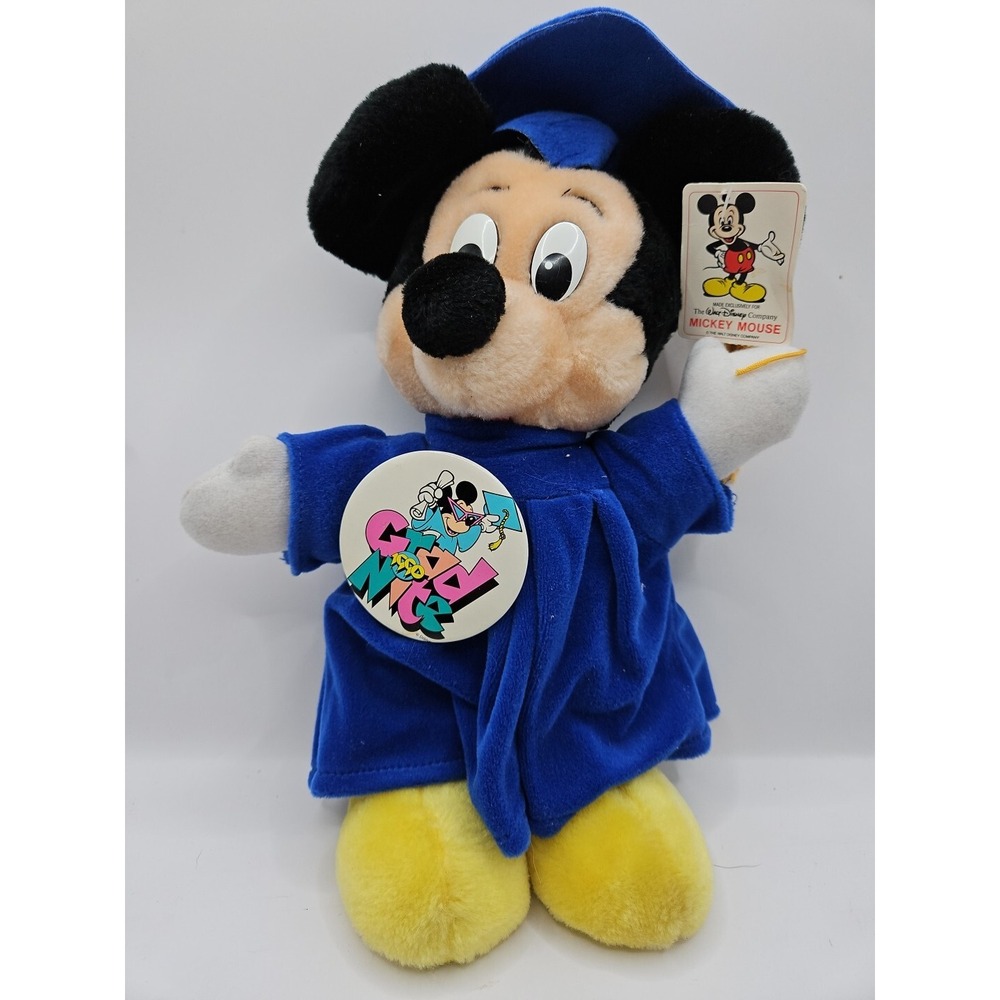 Mickey Mouse Grad Nite 1990 Graduation Vintage Disney Plush with Tags and Pin